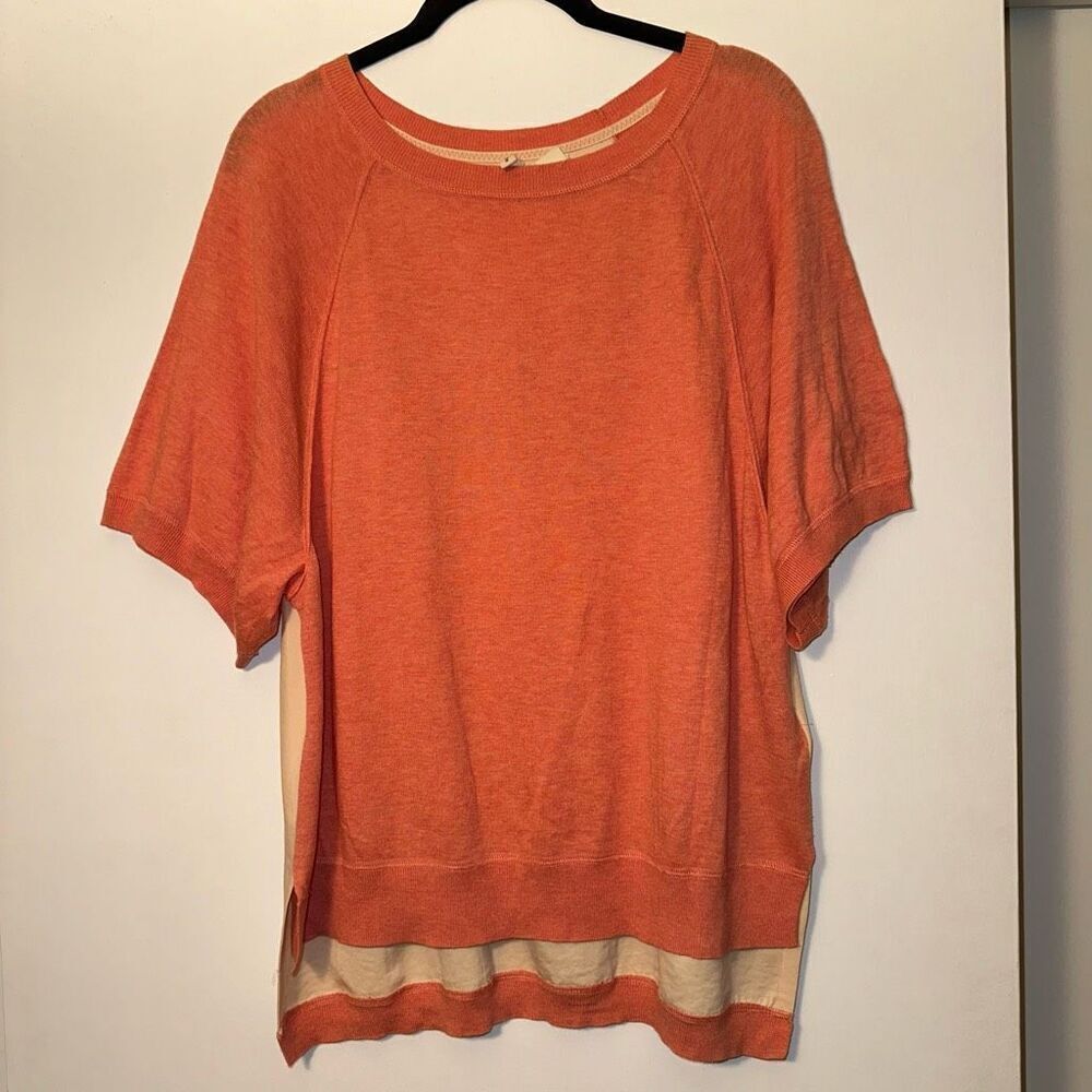 Anthropologie Moth Women’s Coral Tan Silk Blend Knit Top Size Small